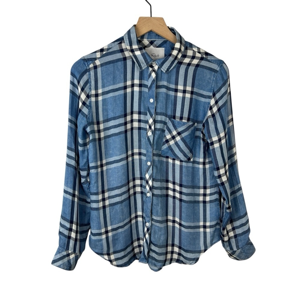 Rails Hunter Lapis White Black Button Up Shirt - image 1